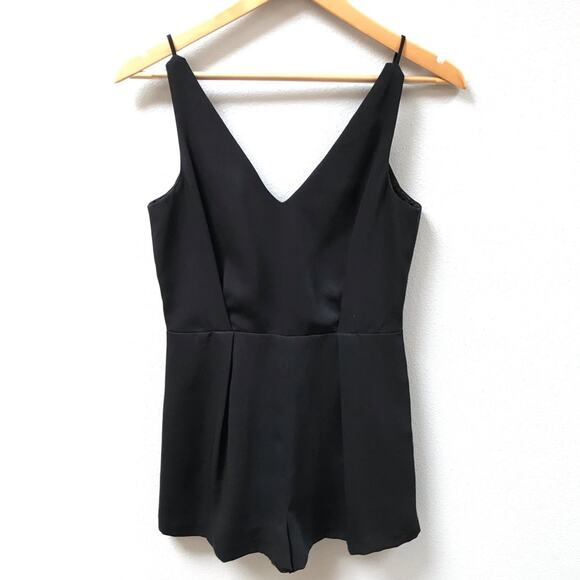TOPSHOP Black Formal Lace Back Spaghetti Strap Formal Romper Size 4 - Picture 1 of 8